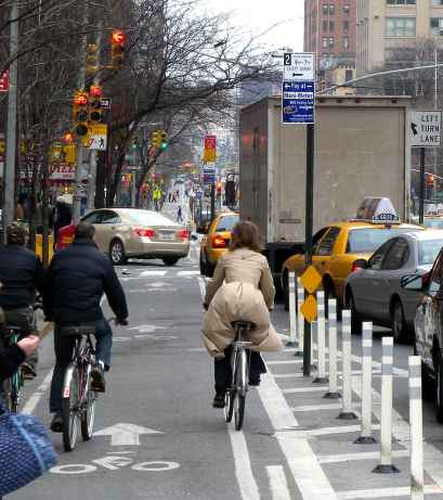 Cyclists In A New York Bike Lane