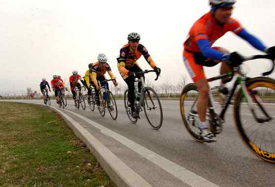 Cyclists In A Pace Line