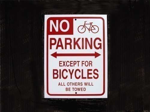 No Parking Except For Bicycles Sign
