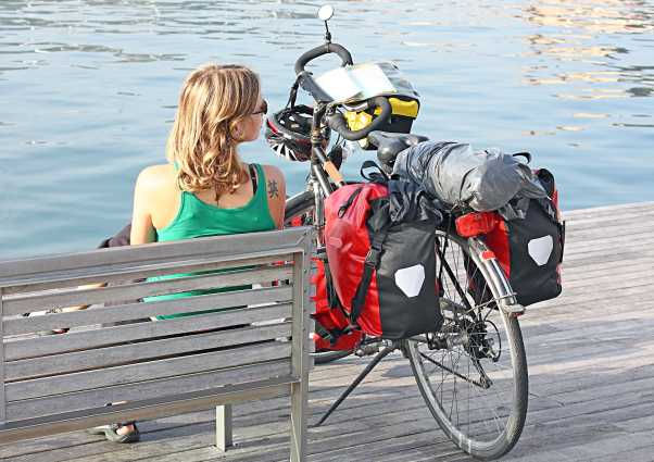 Woman With Touring Bike