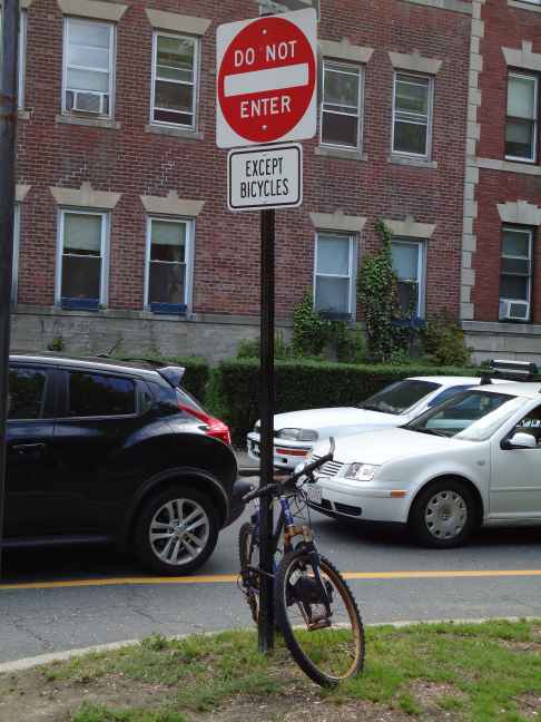 Do Not Enter Except Bikes Sign