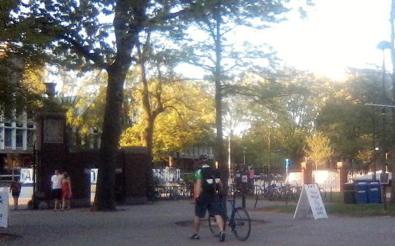 Walking A Bike In Harvard Yard