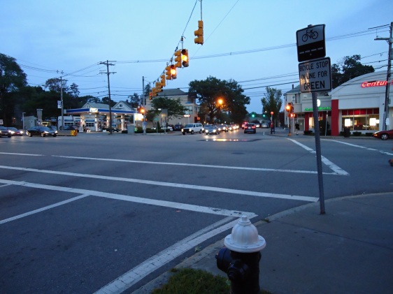 Old Style Non-Standard Bicycle Stop On Line For Green Sign