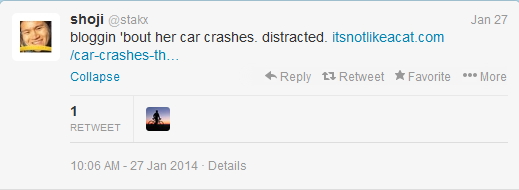 Tweet About Car Crash Blog